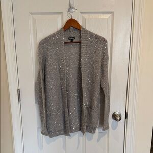 Express Gray Sequin Cardigan